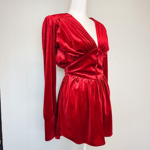 New Arrivals Dress Nico Rouge Pigalle Red Mini Dress Long Sleeves 34, US 4 - Picture 4 of 9